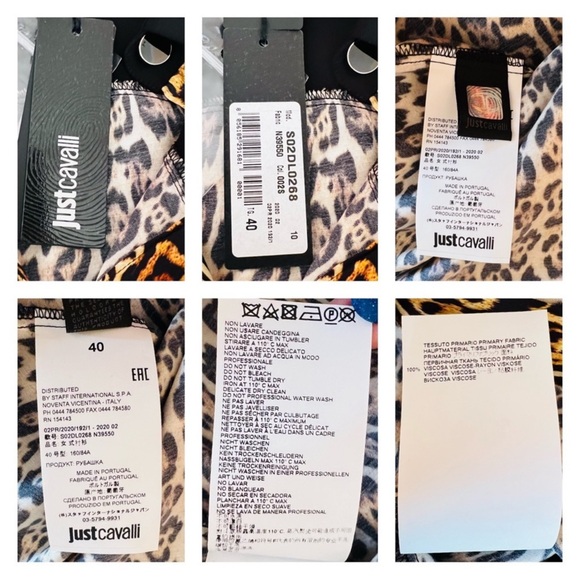 New! JUST CAVALLI Logo Color Block Animal Print Button Up Shirt Blouse - Picture 11 of 11